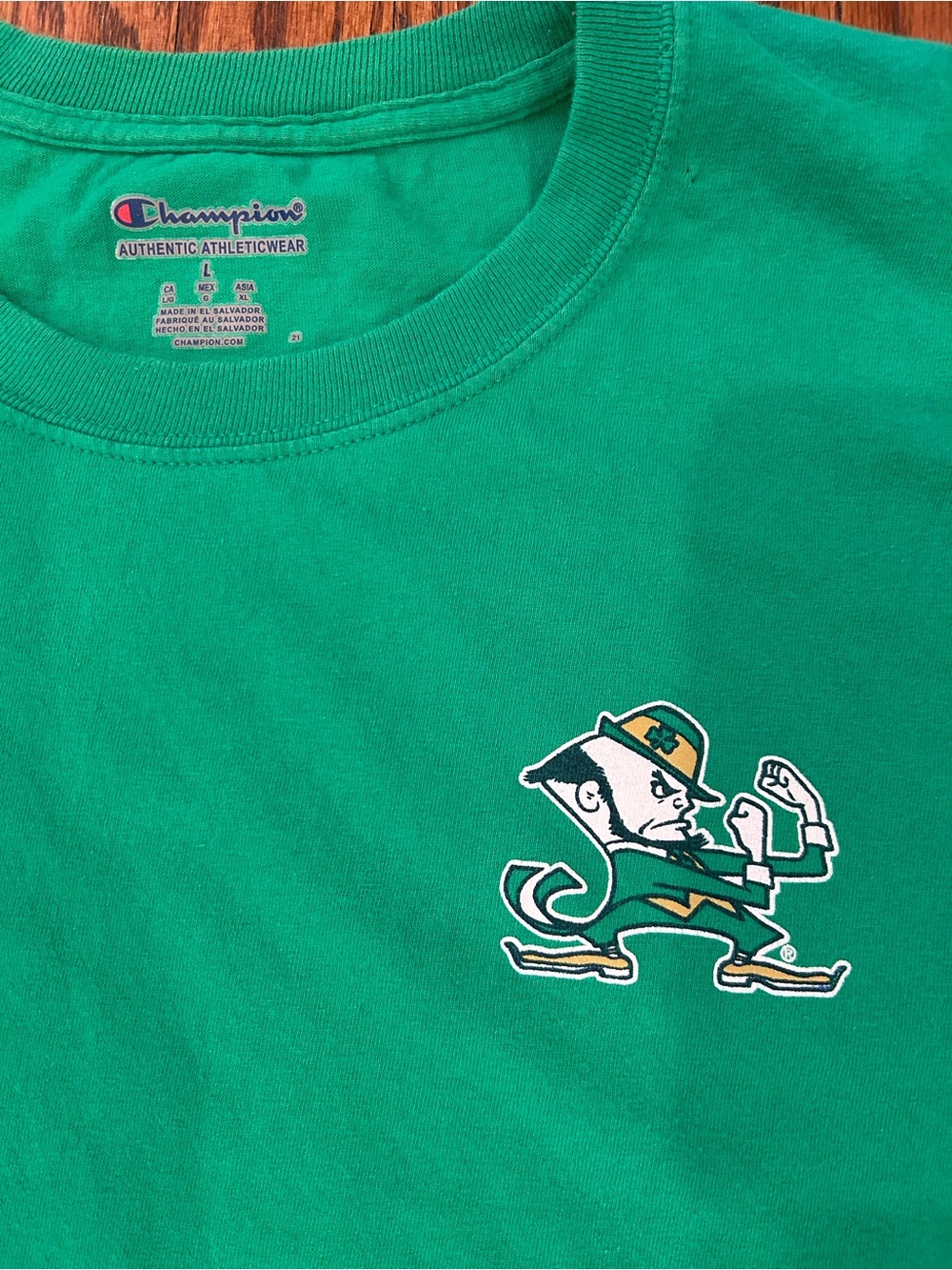 Champion Green Notre Dame Fighting Irish Leprechaun Tee